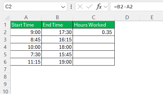 Calculate Hours and Minutes Worked