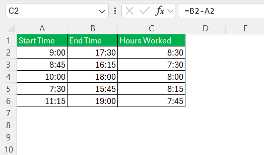 Calculate Hours and Minutes Worked