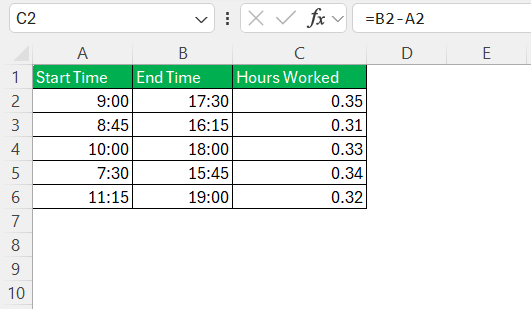 Calculate Hours and Minutes Worked