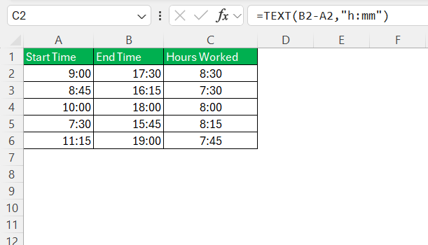 Calculate Hours and Minutes Worked
