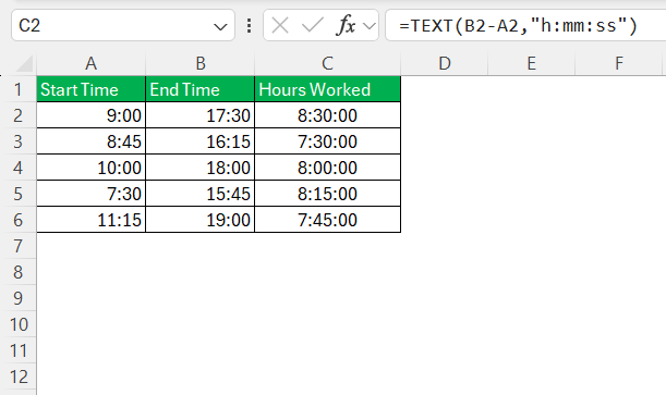 Calculate Hours and Minutes Worked