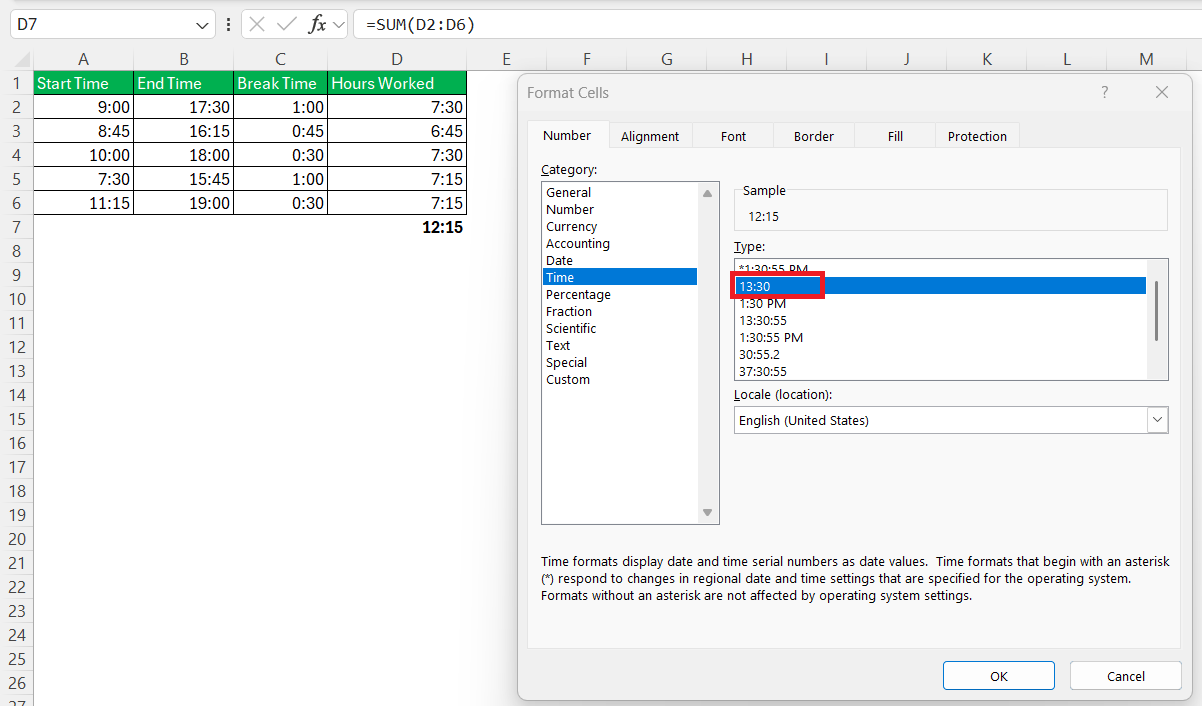 Calculate Hours and Minutes Worked