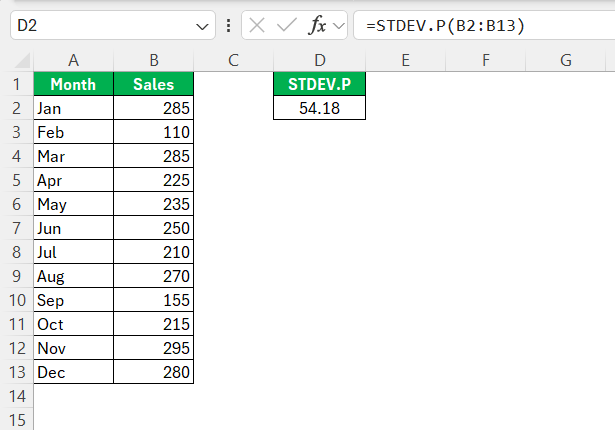 STDEV P vs STDEV S