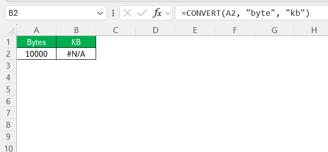 Bytes to KB