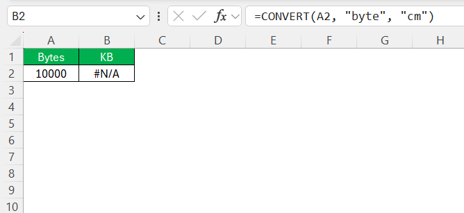 Bytes to KB