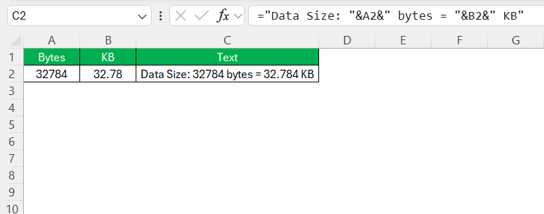 Bytes to KB