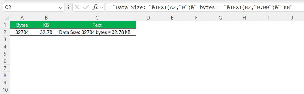 Bytes to KB