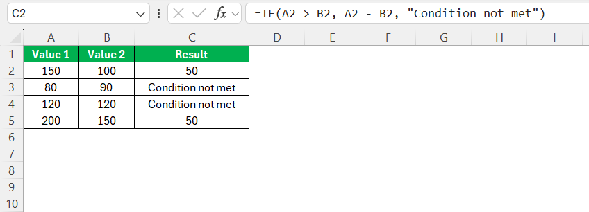 Minus in Excel