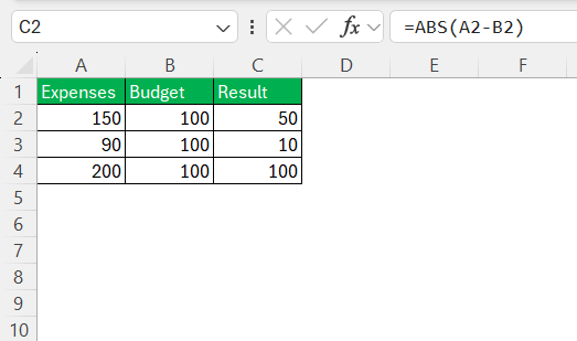 Minus in Excel