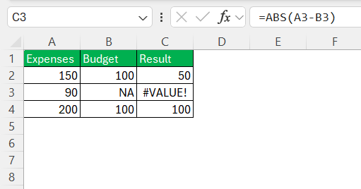 Minus in Excel
