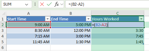 How to Calculate Hours Between Two Times in Excel
