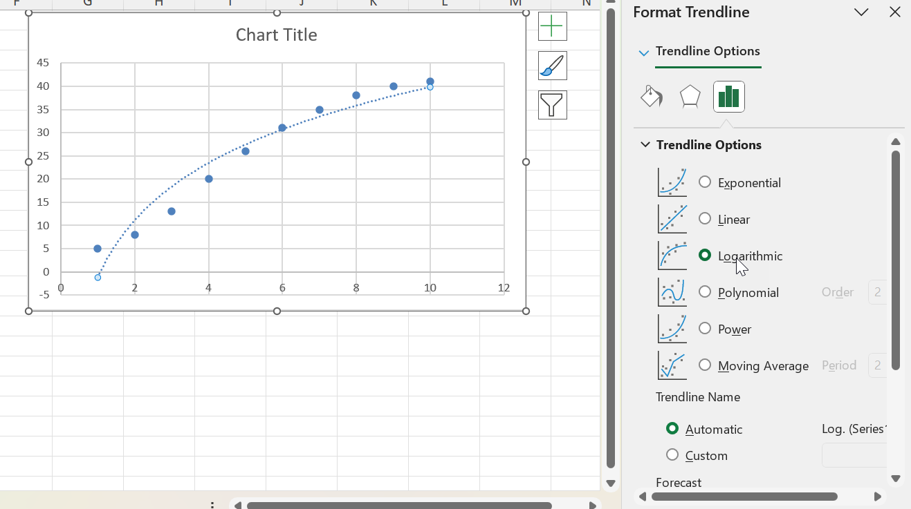 How to Create a Logarithmic Curve in Excel 