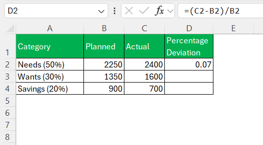 Breakdown Dollar Amount into 50/30/20
