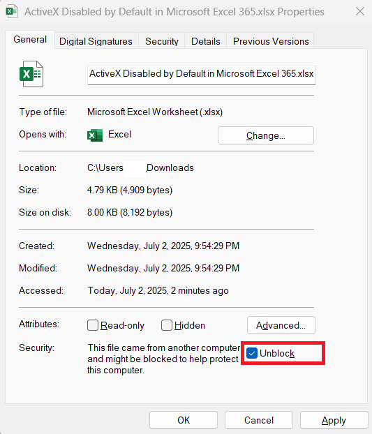 ActiveX Disabled