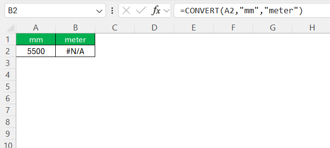 Convert MM to Meter in Excel