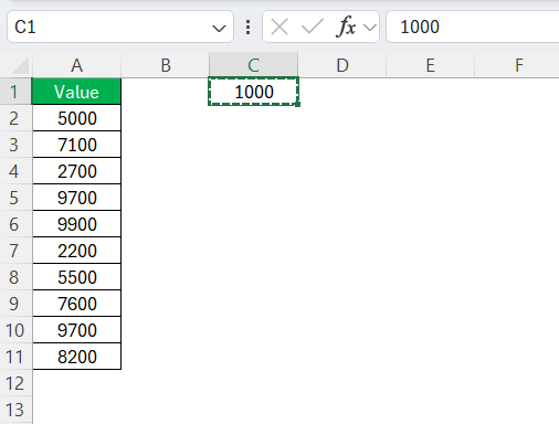 Convert MM to Meter in Excel