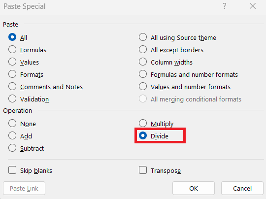 Convert MM to Meter in Excel