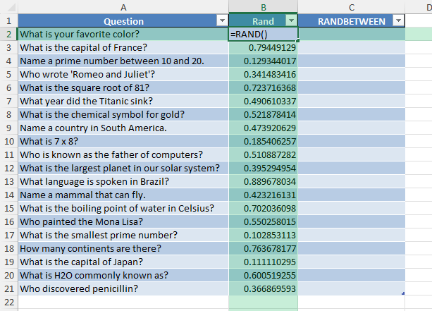 random question generator