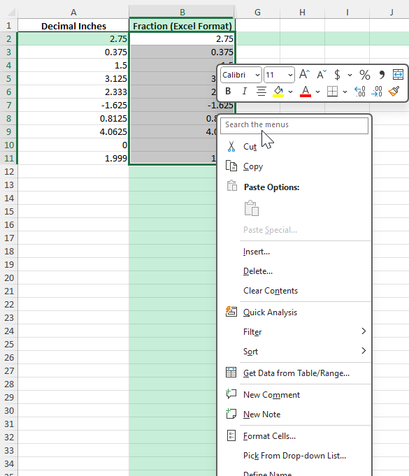 Convert Decimal to Fraction Inches