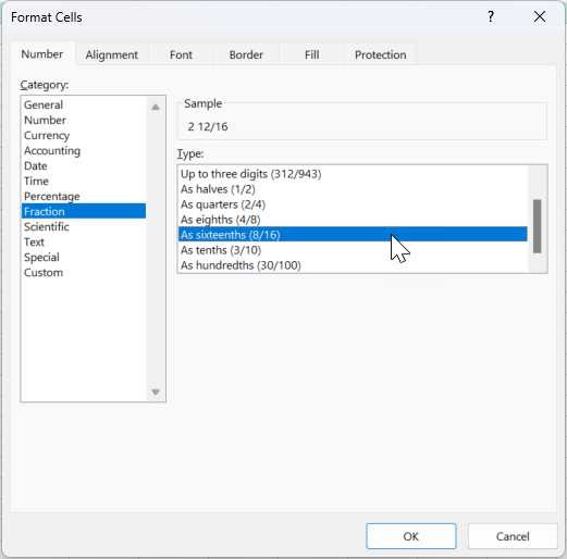 Convert Decimal to Fraction Inches
