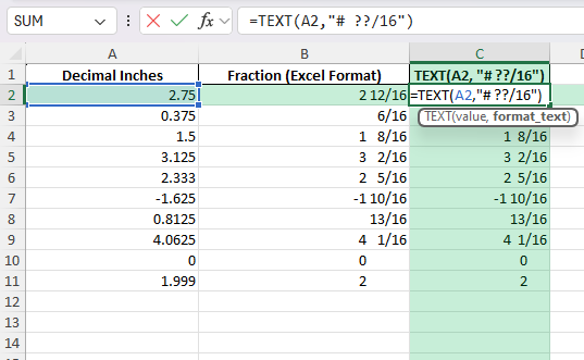 Convert Decimal to Fraction Inches