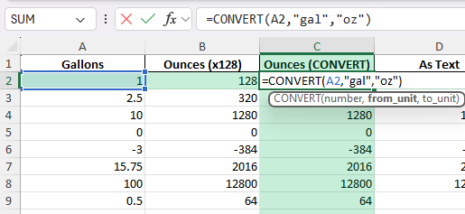 Convert Gallons to Ounces