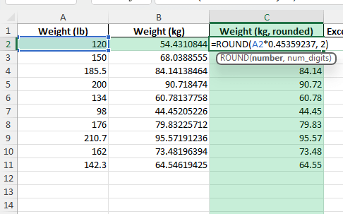 lb to kg