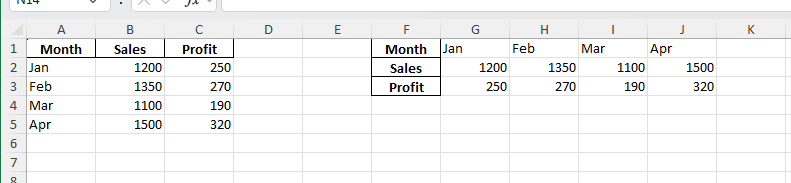 transpose data