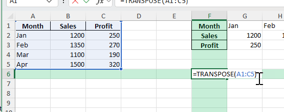 transpose data