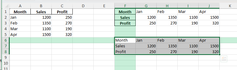 transpose data