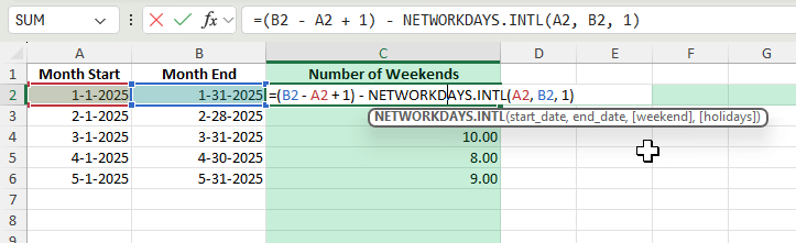 how many weekends in a month