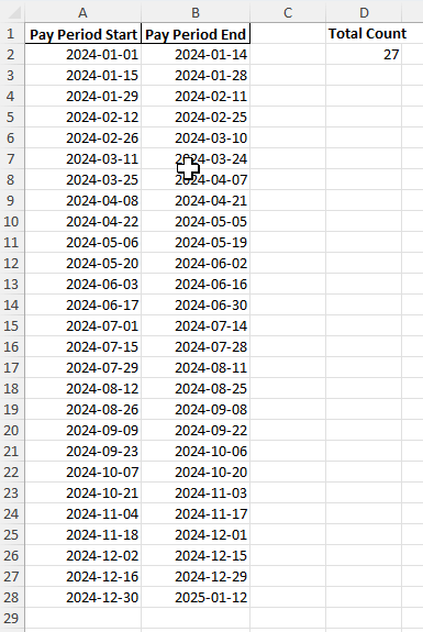 How to Calculate Biweekly Pay Periods in a Year in Excel - Step by Step Guide | MyExcelOnline