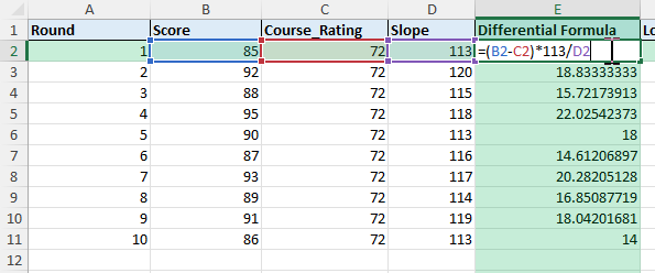 calculate golf handicap