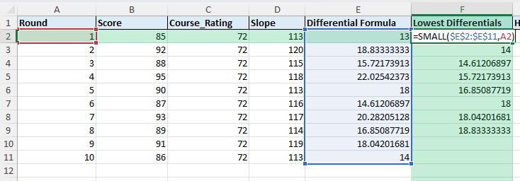 calculate golf handicap