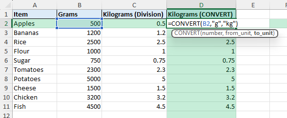 convert grams to kilograms