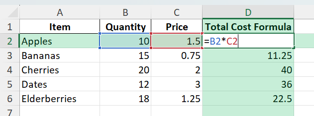 how to enter a formula