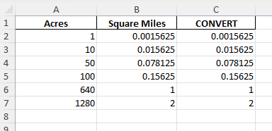 square acres to square miles