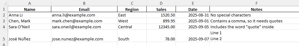 text to csv