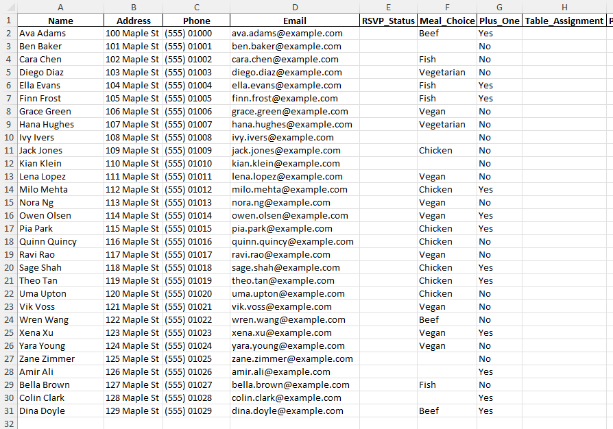 wedding guest list template