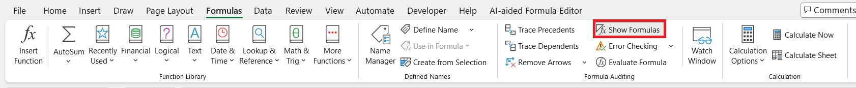 Excel Showing Formula instead of Result Excel Showing Formula instead of Result