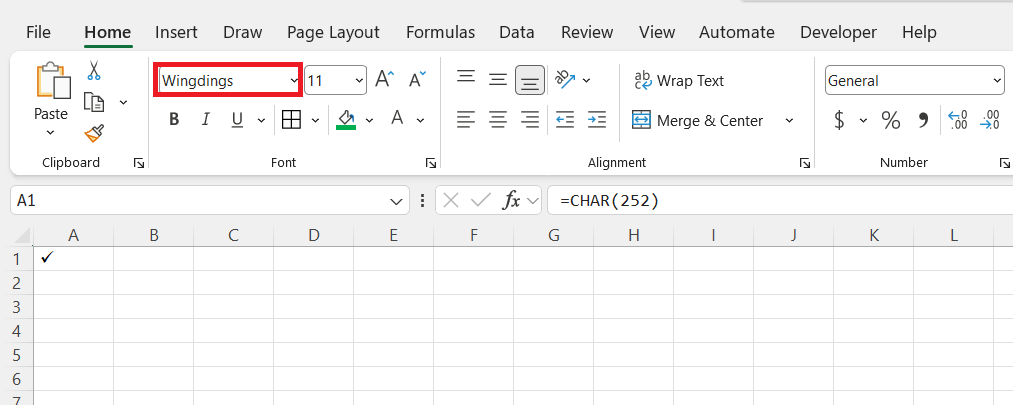 If complete show checkmark in Excel