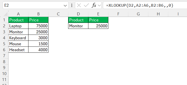 XLOOKUP match mode