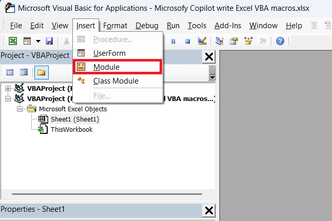 Copilot Write Excel VBA Macros
