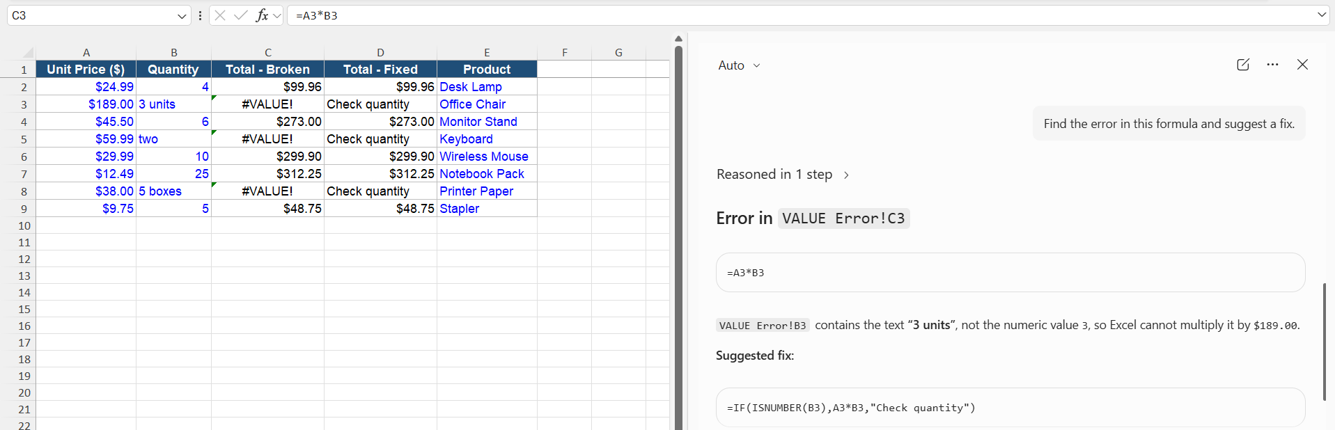 How to Fix and Explain Excel Formulas with Copilot